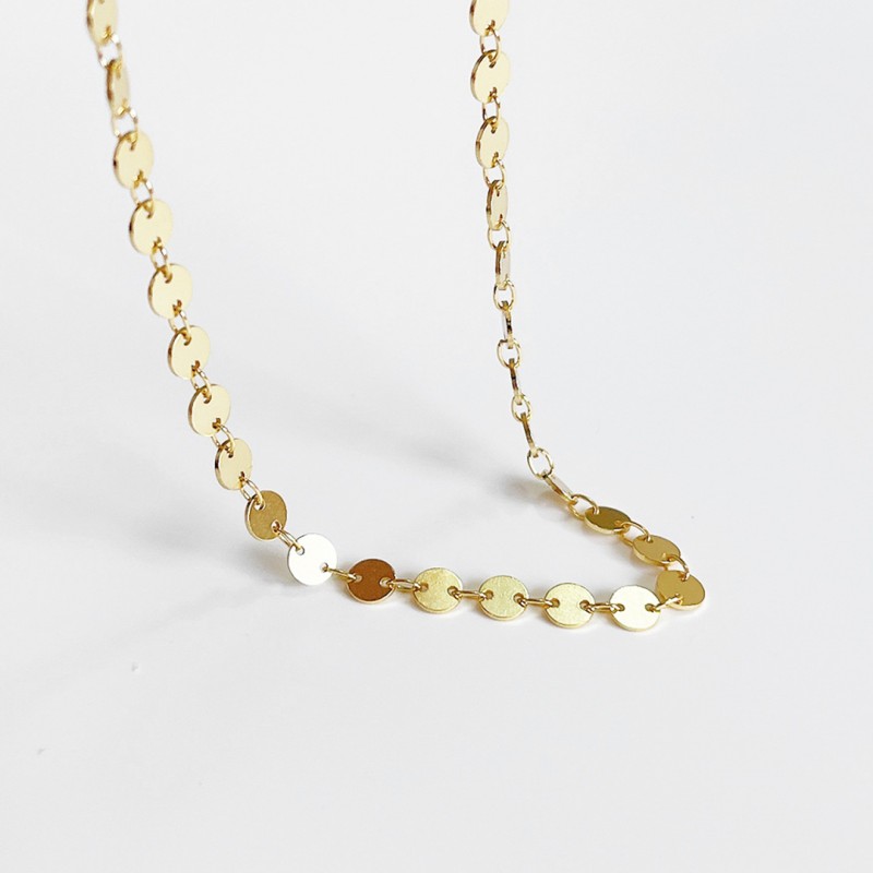 Gold-Plated Round Piece Necklace Simple Niche Extremely Minimalist