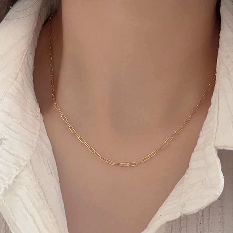 Gold-Plated Heavy-duty Lock Chain Choker Necklace 