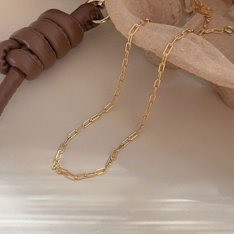 Gold-Plated Heavy-duty Lock Chain Choker Necklace 