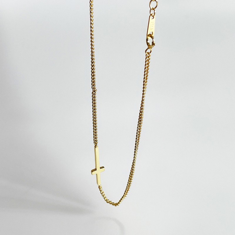 Simple Handmade Gold-Plated Cross Necklace 