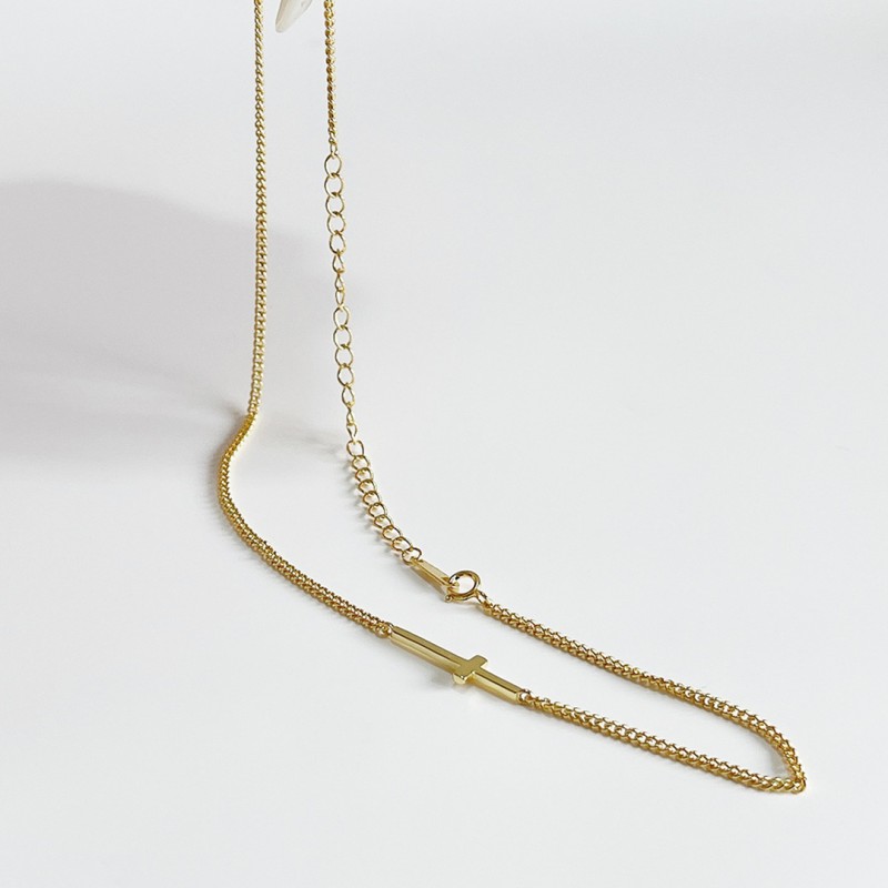 Simple Handmade Gold-Plated Cross Necklace 