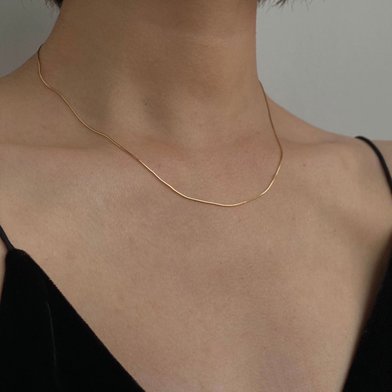 Italian Gold-Plated Simple Snake Bone Chain 