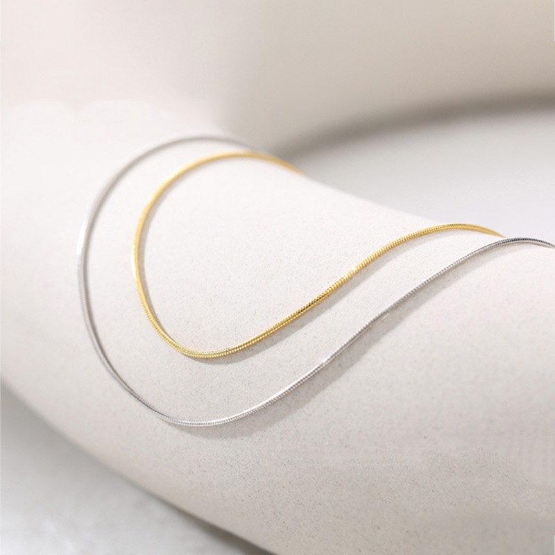 1MM Plain Silver Snake Bone Chain Niche Light Luxury