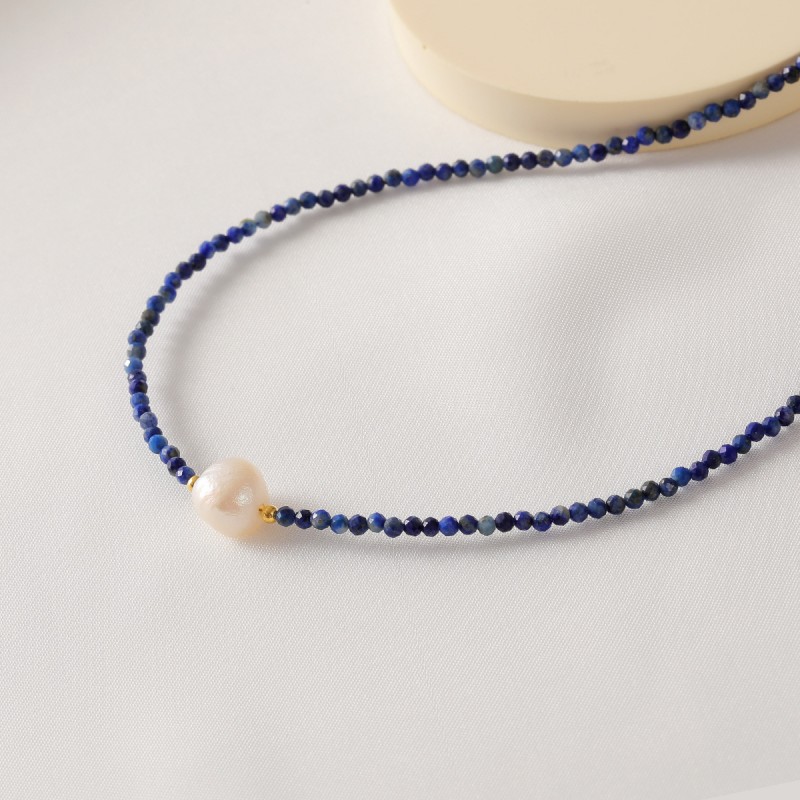 Retro Blue Natural Turquoise Necklace Freshwater Pearl 