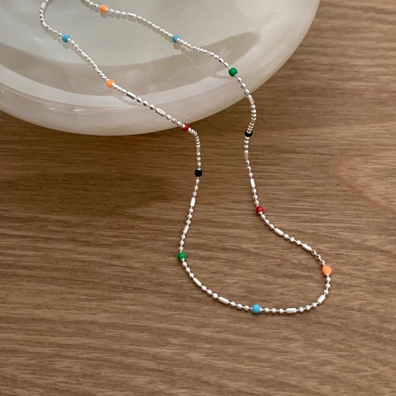 Colorful Dopamine Bean Necklace, Niche Design