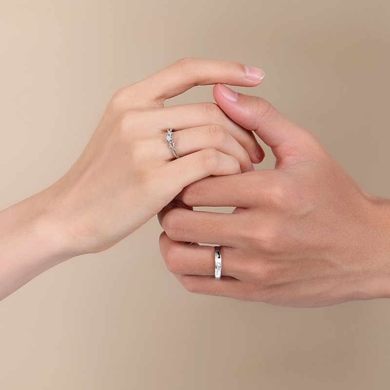 Little Prince and Rose Couple Ring with Adjustable Opening