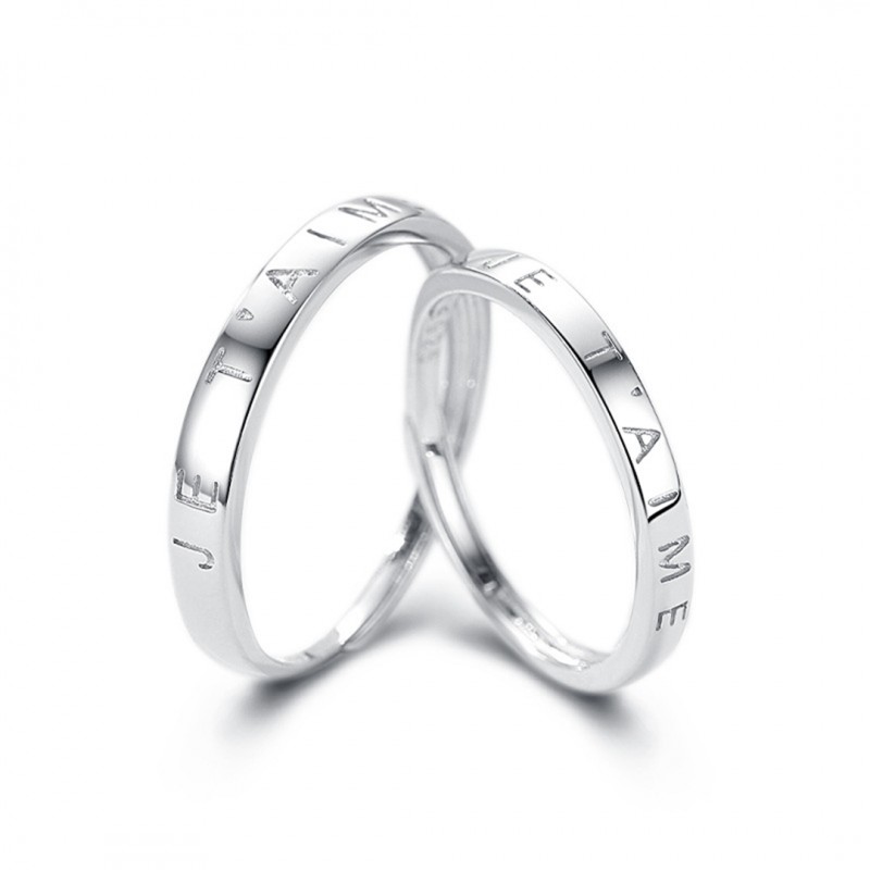 French 'I Love You' Je t'aime Couple Ring with Adjustable Opening