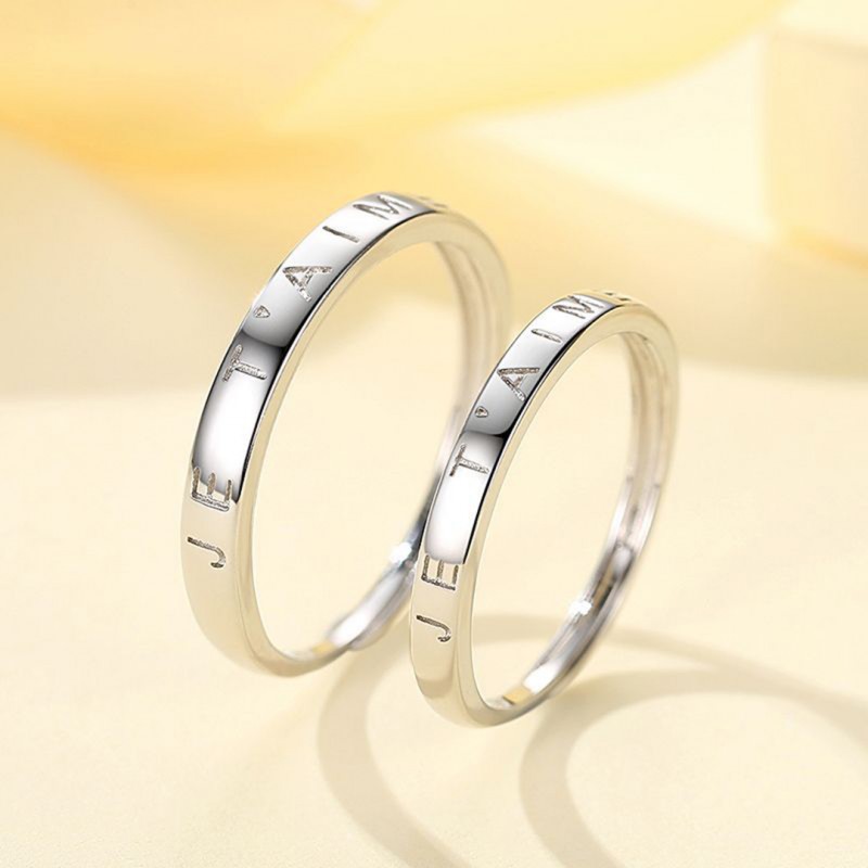 French 'I Love You' Je t'aime Couple Ring with Adjustable Opening