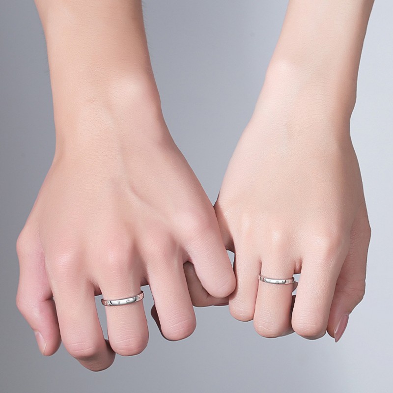 French 'I Love You' Je t'aime Couple Ring with Adjustable Opening