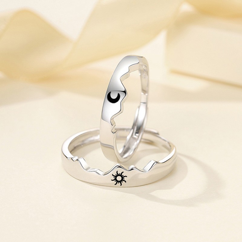 Sun and Moon Couple Rings with Open Design