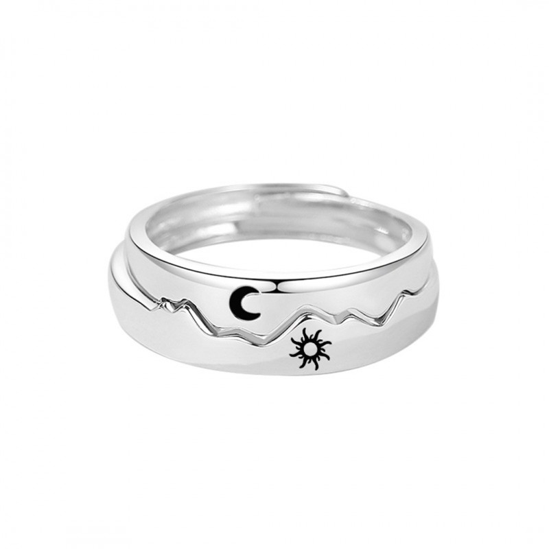 Sun and Moon Couple Rings with Open Design