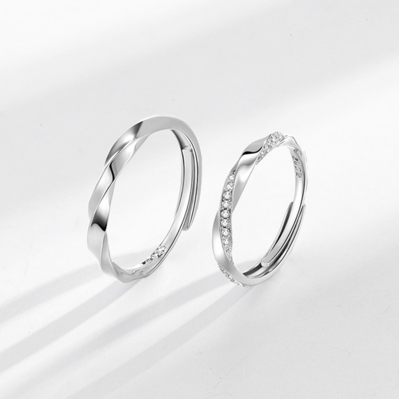 Mobius Strip Couple Rings with Open Design, Unique and Niche Design