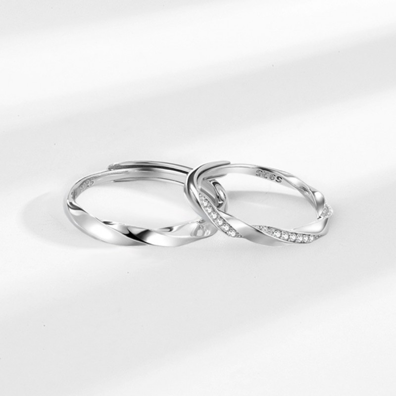 Mobius Strip Couple Rings with Open Design, Unique and Niche Design