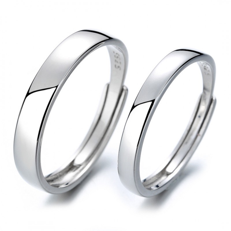 Plain Band Couple Rings with Open Design, Simple and Minimalistic