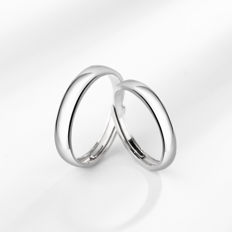 Plain Band Couple Rings with Open Design, Simple and Minimalistic