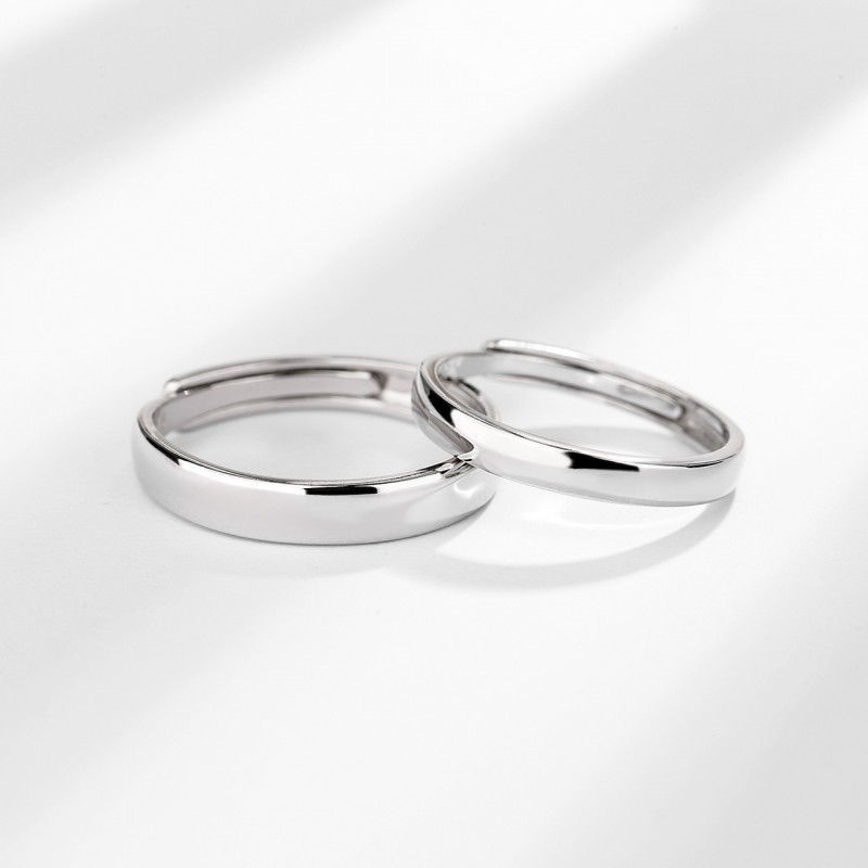 Plain Band Couple Rings with Open Design, Simple and Minimalistic