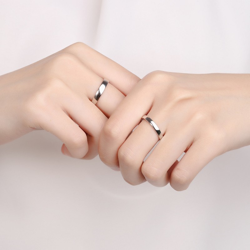 Plain Band Couple Rings with Open Design, Simple and Minimalistic