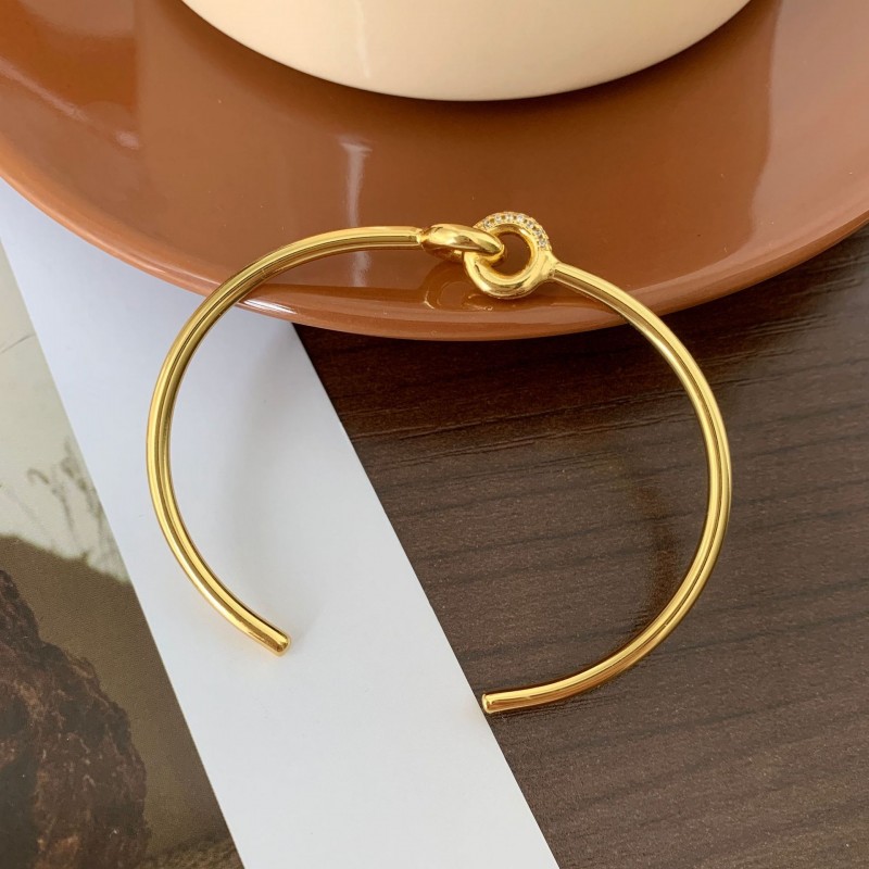 Simple and Elegant Interlocking Open Cuff Bangle 