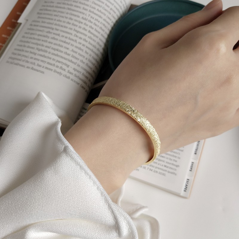 Simple and Unique Gold Flash Matte Cuff Bangle