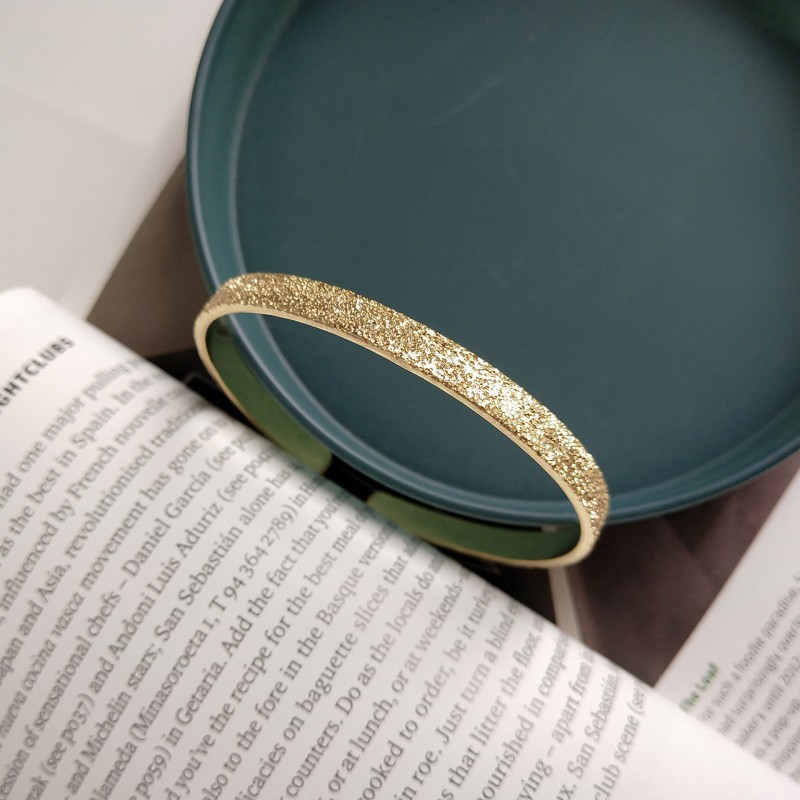 Simple and Unique Gold Flash Matte Cuff Bangle