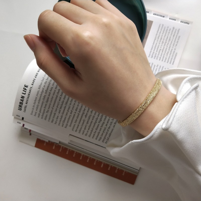 Simple and Unique Gold Flash Matte Cuff Bangle