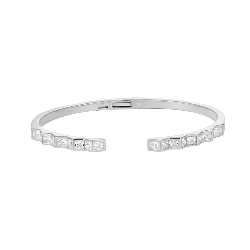 Geometric Square Diamond Open Bangle