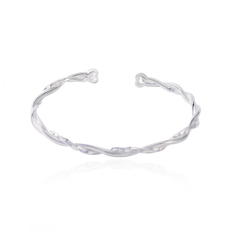 Mobius Loop Opening Bracelet with Micro Inlaid Zircon 