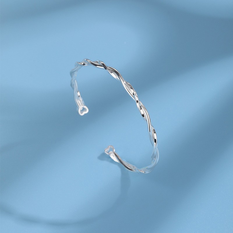 Mobius Loop Opening Bracelet with Micro Inlaid Zircon 