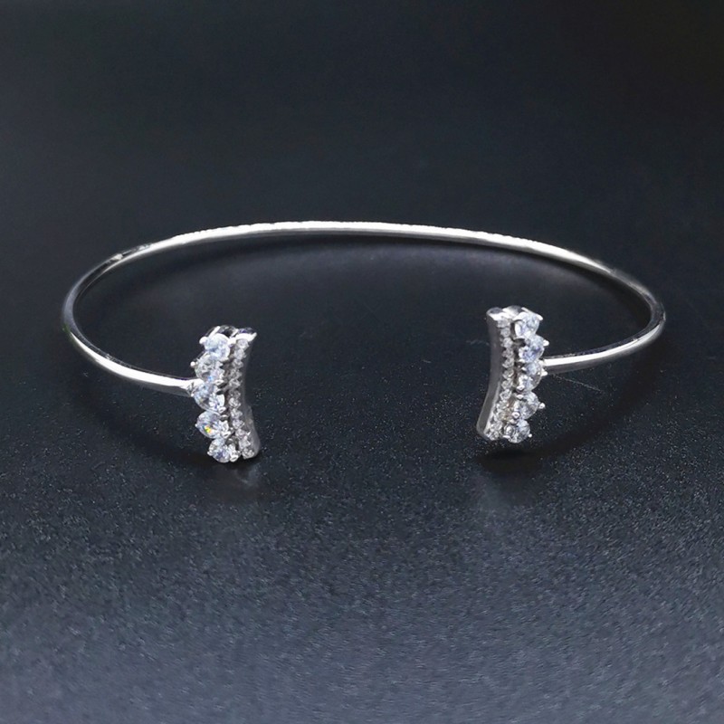 Thin Crown Set with Diamonds Opening Bracelet