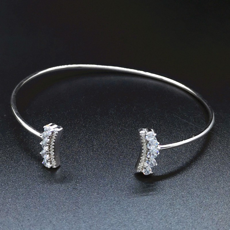 Thin Crown Set with Diamonds Opening Bracelet