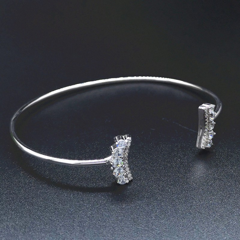 Thin Crown Set with Diamonds Opening Bracelet