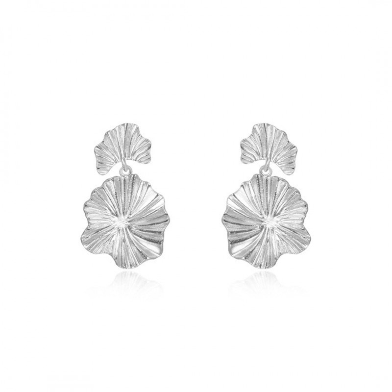 Personality Flower Leaf Retro Exaggerated Metal Drop Earrings 