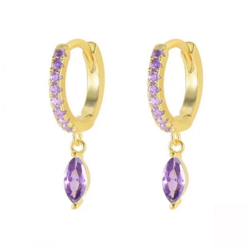 High-end Sense Colorful Zircon Drop Earrings Geometric Water Drop 