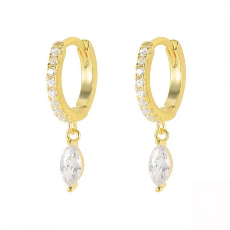 High-end Sense Colorful Zircon Drop Earrings Geometric Water Drop 