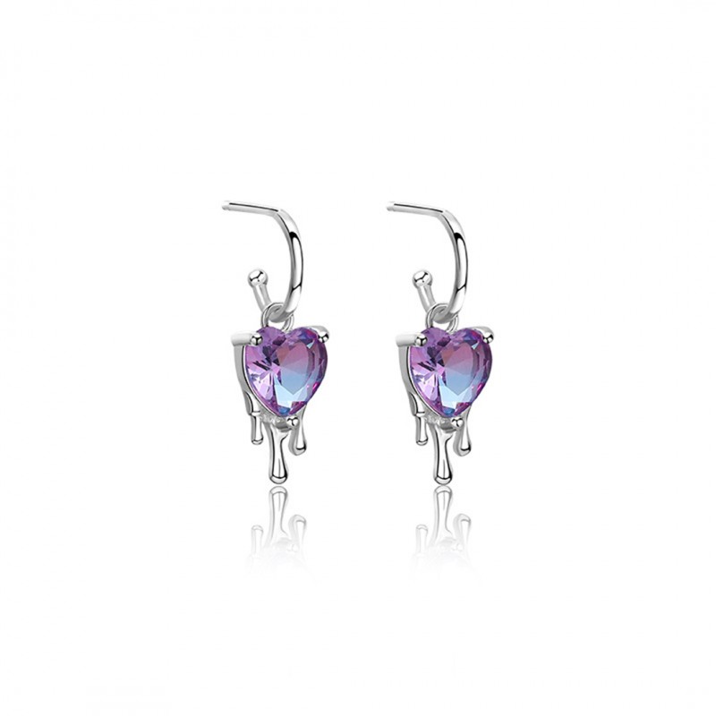 Dissolving Heart Earrings with Pink Zirconia