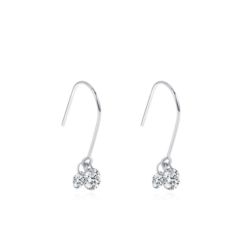 Diamond Inlaid Drop Earrings Niche Design Minimalist 