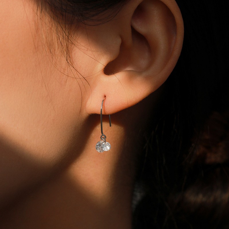 Diamond Inlaid Drop Earrings Niche Design Minimalist 