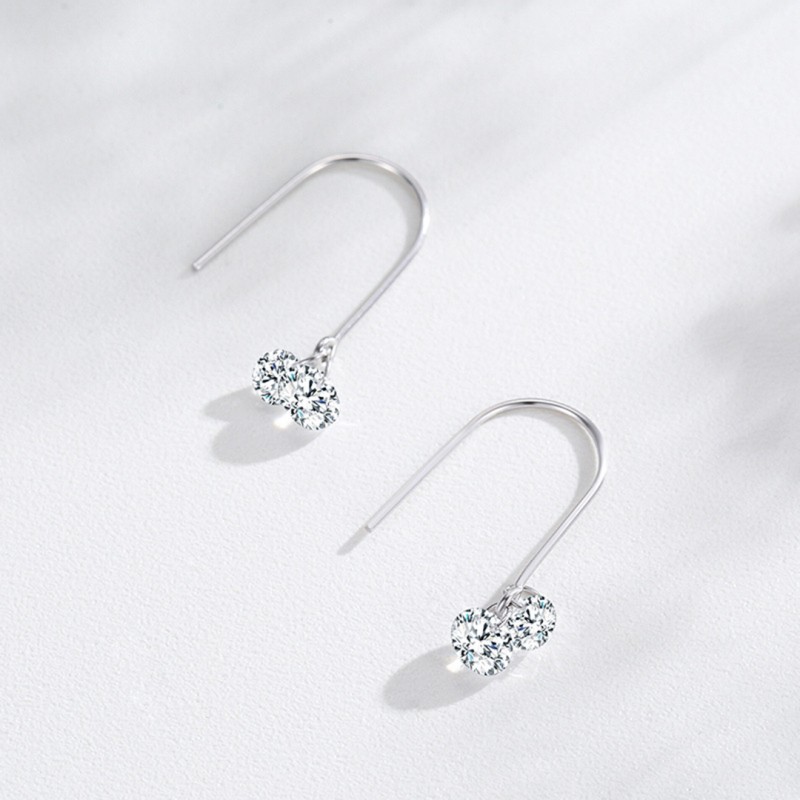 Diamond Inlaid Drop Earrings Niche Design Minimalist 