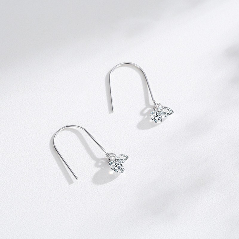 Diamond Inlaid Drop Earrings Niche Design Minimalist 