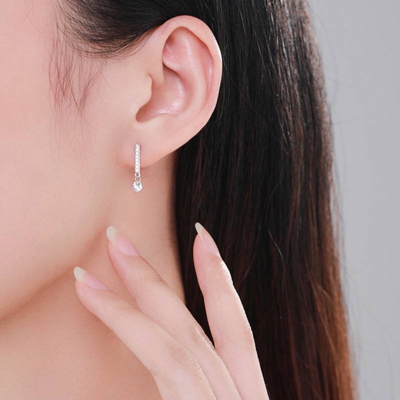 Diamond Inlaid Elegant Luxurious Drop Earrings, Fashionably Simple