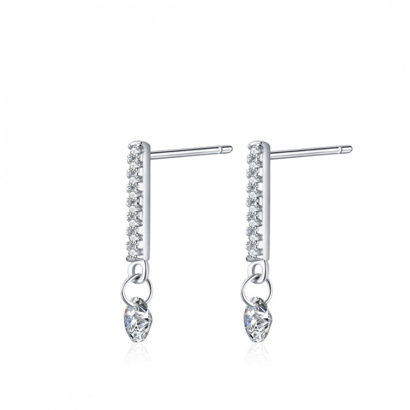 Diamond Inlaid Elegant Luxurious Drop Earrings, Fashionably Simple