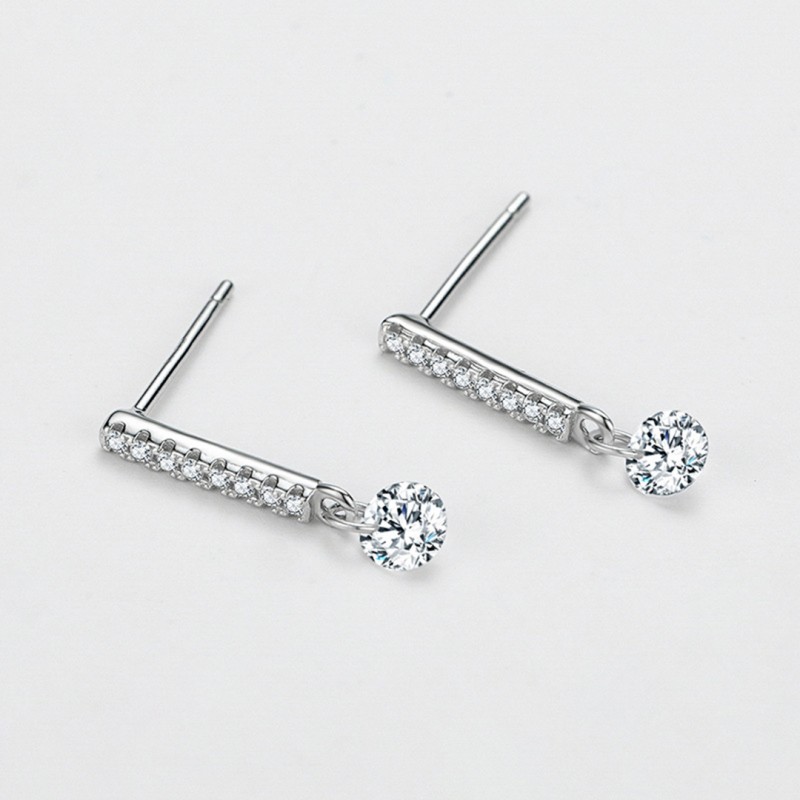 Diamond Inlaid Elegant Luxurious Drop Earrings, Fashionably Simple