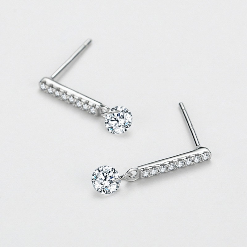 Diamond Inlaid Elegant Luxurious Drop Earrings, Fashionably Simple