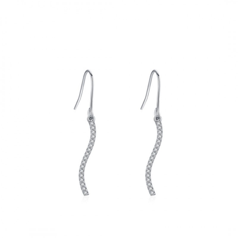 Diamond Inlaid Fashion Niche Design Wave-Shaped Drop Earrings