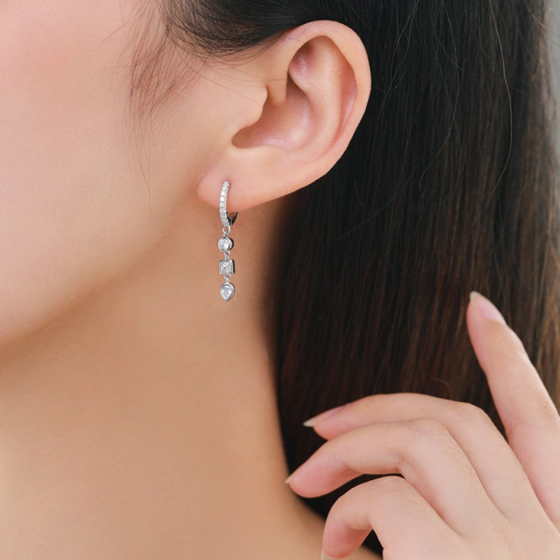 Geometric Zirconia Personality Drop Earrings