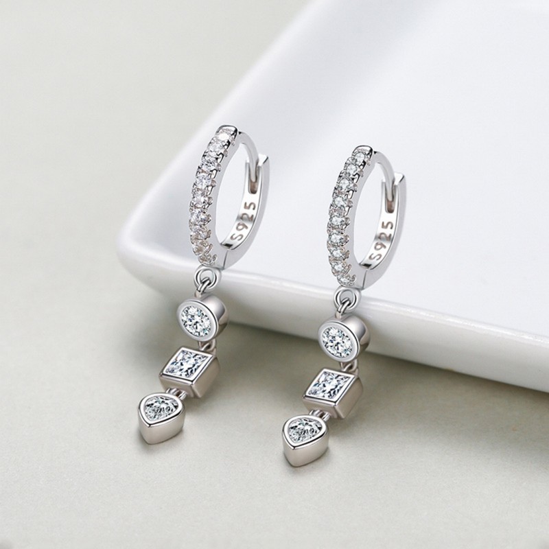 Geometric Zirconia Personality Drop Earrings