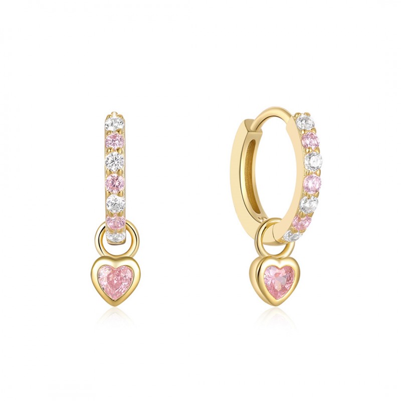 Inlaid Diamond Cubic Zirconia Heart-shaped Drop Earrings