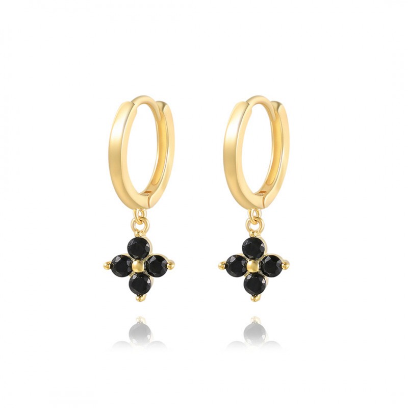 Lucky Clover Flower Zirconia Pendant Earrings 