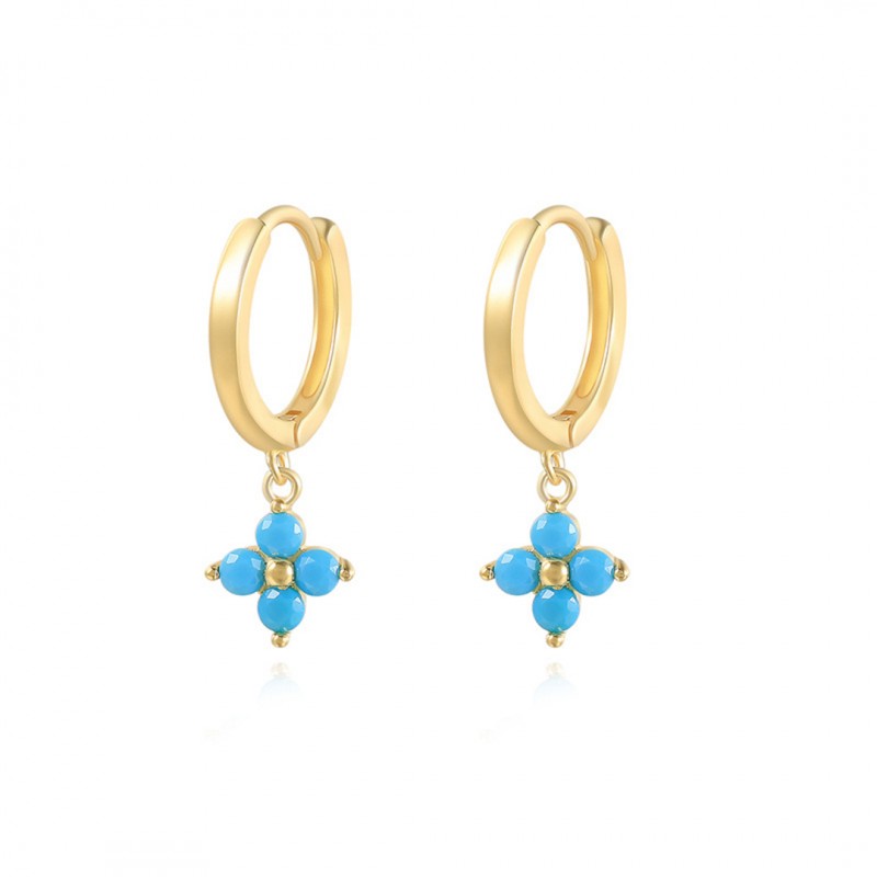 Lucky Clover Flower Zirconia Pendant Earrings 