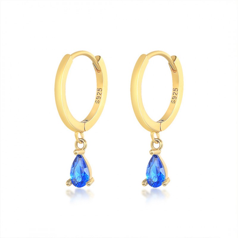 Geometric Teardrop Earrings Inlaid with Diamonds and Zirconia